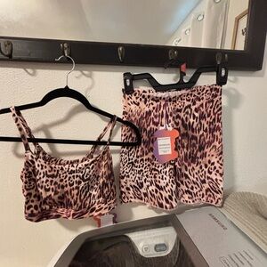 Leopard Print Crop Top and Skirt Set